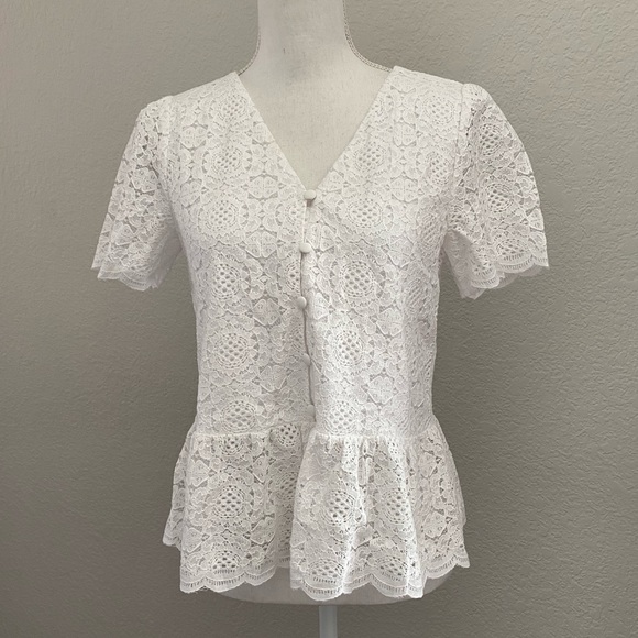 NWT Loft white lace peplum top blouse - Picture 5 of 9